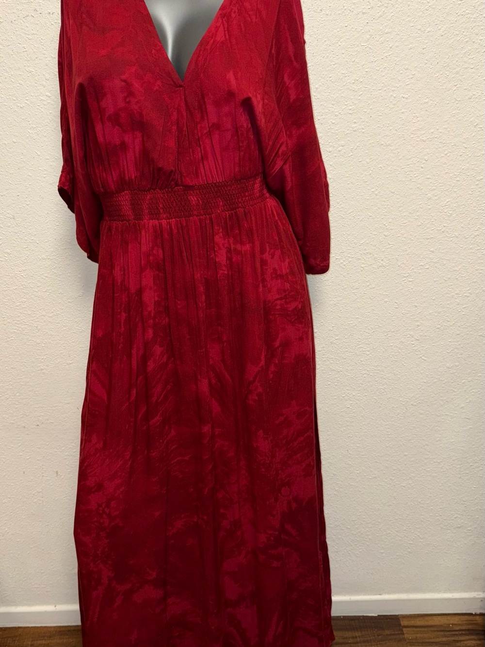 Khush Red Dress with V-Neck Detail
